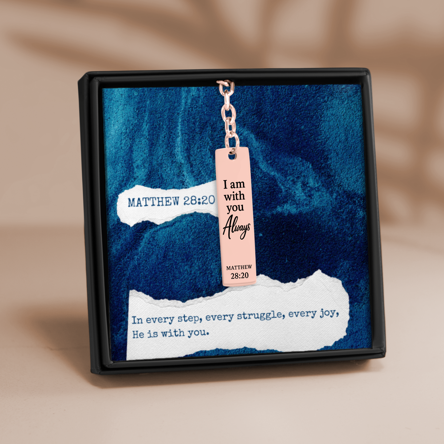 Matthew 28:20 Engraved Vertical Bar Keychain | I am with You Always | Bible Verse Christian Faith Religious Inspirational Gift Ideas