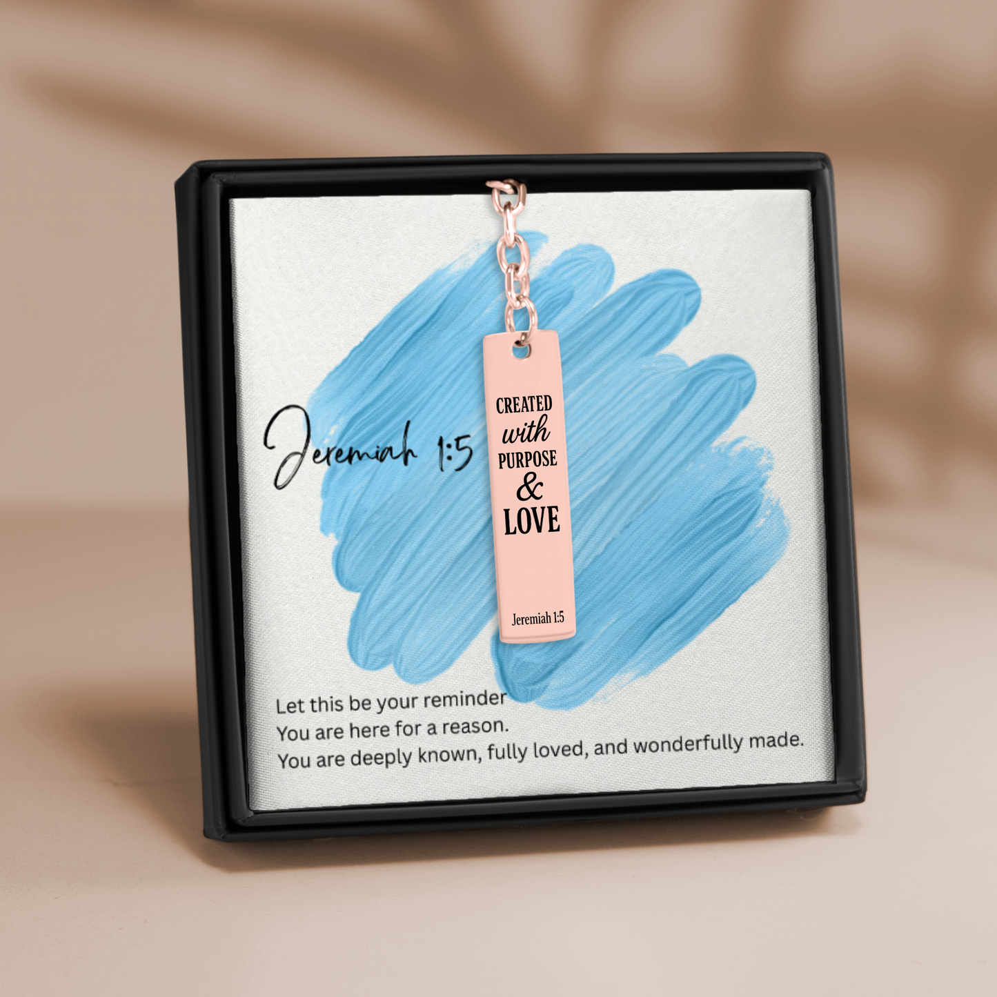 Jeremiah 1:5 Vertical Bar Keychain | Created with Purpose and Love | Bible Verse Christian Faith Religious Inspirational Gift Ideas