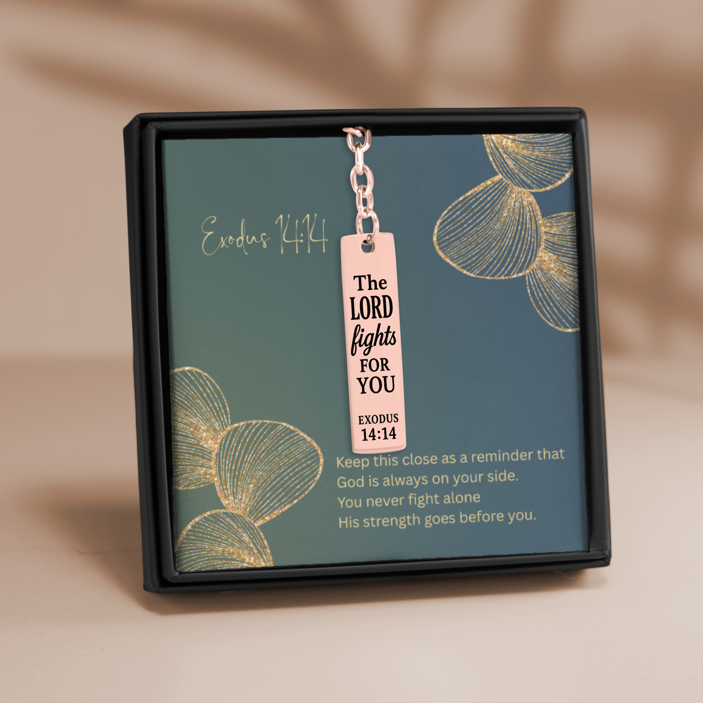 Exodus 14:14 Engraved Vertical Bar Keychain | The Lord Fights for You | Bible Verse Christian Faith Religious Inspirational Gift Ideas