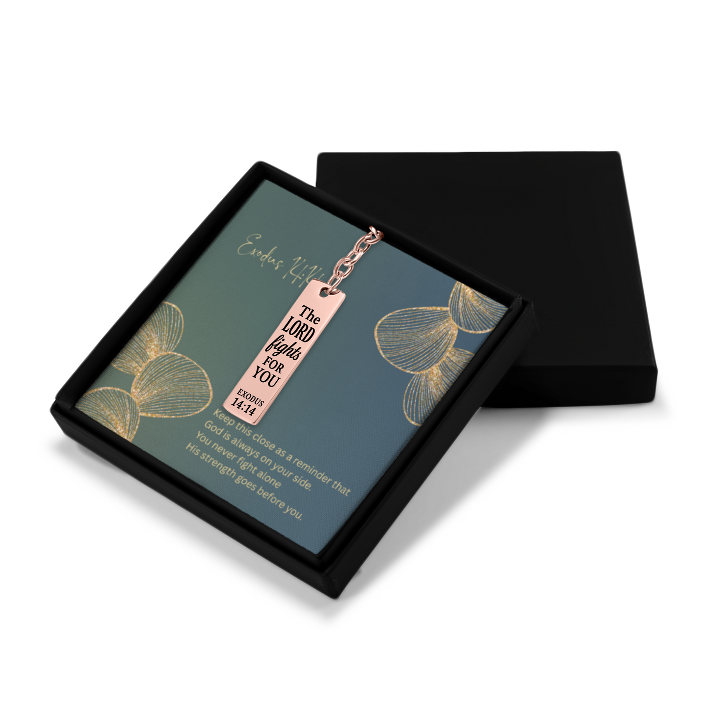 Exodus 14:14 Engraved Vertical Bar Keychain | The Lord Fights for You | Bible Verse Christian Faith Religious Inspirational Gift Ideas