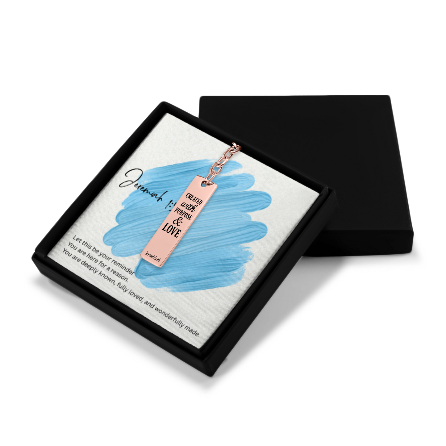 Jeremiah 1:5 Vertical Bar Keychain | Created with Purpose and Love | Bible Verse Christian Faith Religious Inspirational Gift Ideas