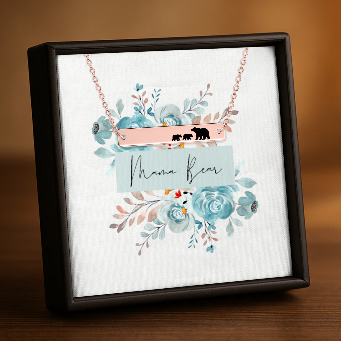 Mama Bear Bar Necklace, Mama Bear Bear Cubs Necklace, Mommy Necklace, Mother's Day Gift, New Mom Gift, Push Present for Wife, Gift for Her