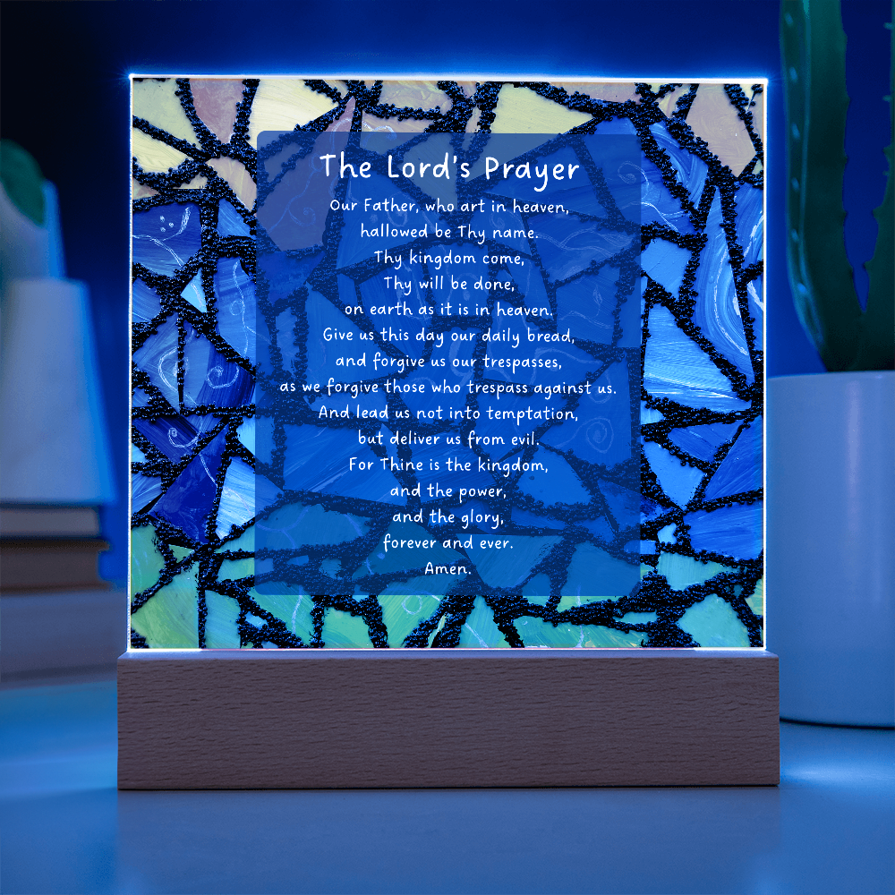 The Lord's Prayer - Inspired Acrylic with Plaque LED Base Home Art Decor - Elegant Christian Home Blessing