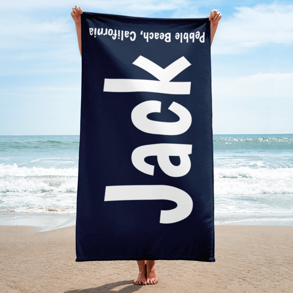 Personalized Name and Side Text Beach Towel Unique Gift Ideas