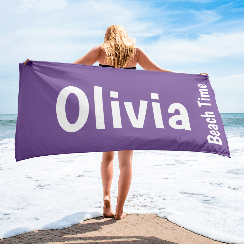 Personalized Name and Side Text Beach Towel Unique Gift Ideas